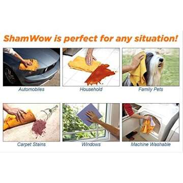 Original Shamwow - Super Absorbent Multi-Purpose Cleaning Shammy Chamois Towel Cloth - Holds 10X its Weight in Liquid - Machine Washable - Will Not Scratch (8 Pack, Orange)