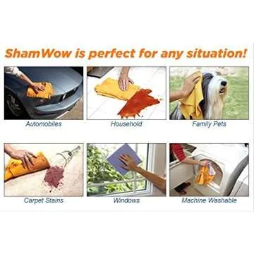 Original Shamwow - Super Absorbent Multi-Purpose Cleaning Shammy Chamois Towel Cloth - Holds 10X its Weight in Liquid - Machine Washable - Will Not Scratch (8 Pack, Orange)