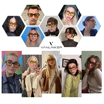 Trendy Rectangle Yellow Sunglasses by Vanlinker for Women