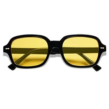 Trendy Rectangle Yellow Sunglasses by Vanlinker for Women