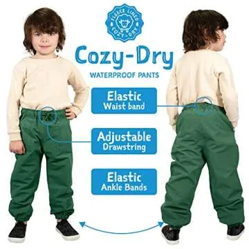 JAN & JUL Lined Waterproof Pants for Kids - Cozy Rain Gear (4T, Black)