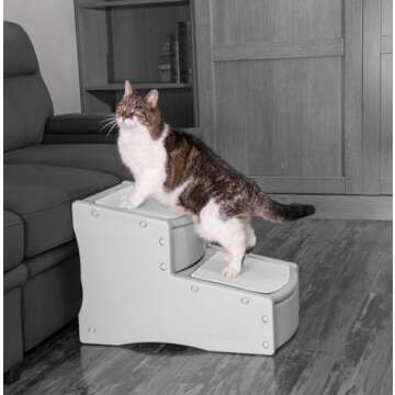 Pet Gear Easy Step II Pet Stairs, 2 Step for Cats/Dogs up to 150 Pounds, Portable, Removable Washabl...