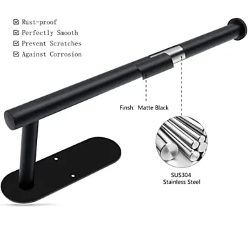 Gewtur Under Cabinet Paper Towel Holder, Self Adhesive Paper Towel Roll Holder Wall Mount, Matte Black Stainless Steel Paper Towels Holder for Kitchen, Bathroom, Cabinets