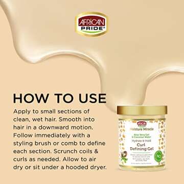 African Pride Moisture Miracle Hydrate & Hold Curl Defining Hair Gel (3 Pack), For Natural Coils & C...