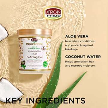 African Pride Moisture Miracle Hydrate & Hold Curl Defining Hair Gel (3 Pack), For Natural Coils & Curls, Hydrates & Controls Frizz, 18 oz