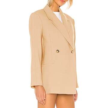 Taodou Womens Casual Blazers Oversized Open Front Peak Collar Buttons Work Office Jacket