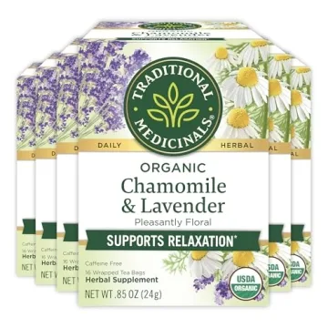 Traditional Medicinals Tea, Organic Chamomile & Lavender, Stress Relief, 96 Tea Bags (6 Pack)