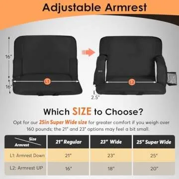 HOPERAN 23" Dual-Sided Heated Stadium Seats for Bleachers with Back Support, 3 Levels Heating Stadium Seating for Bleachers Seat with Backrest, 5 Pockets Portable Stadium Chair for Outdoor Sports