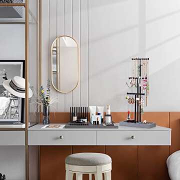 Love-KANKEI Jewelry Organizer Stand Metal & Wood Base and Large Storage Necklaces Bracelets Earrings...