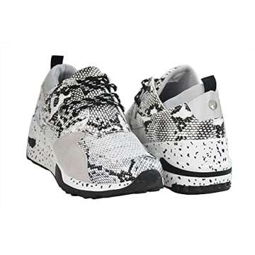 LUCKY STEP Women Breathable Mesh Fashion Leopard Sneakers Non-Slip Leather Lace Up Print Casual Athl...