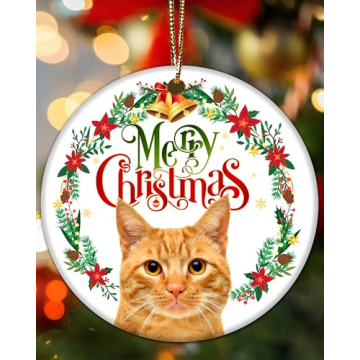 Orange Cat Ornament for Christmas Tree - Orange Cat Gifts for Women Xmas Keepsake Decor Clearance