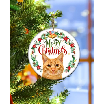 Orange Cat Ornament for Christmas Tree - Orange Cat Gifts for Women Xmas Keepsake Decor Clearance