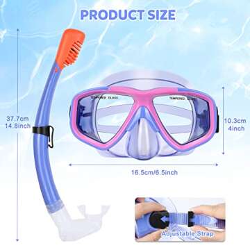 KUYOU Snorkel Kids Snorkel Set, Anti-Fog Full Dry Top Child Snorkeling Package, Diving Mask and Snorkel Gear Set for Kids Youth Boys Girls Junior Age 7-16 (Violet)