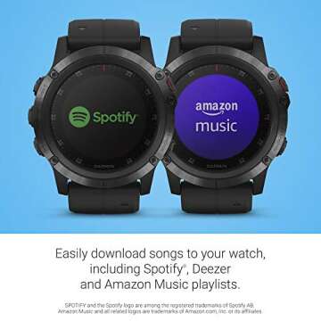 Garmin fenix 5X Plus, Ultimate Multisport GPS Smartwatch, Features Color Topo Maps and Pulse Ox, Heart Rate Monitoring, Music and Contactless Payment, Black with Black Band