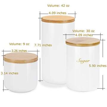 Yangbaga Canisters Sets for Kitchen-Set of 3 Kitchen Canisters for Countertop with Airtight Wood Lid...
