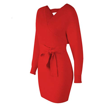 Shop Mansy Sexy Cocktail Batwing Mini Dress Red