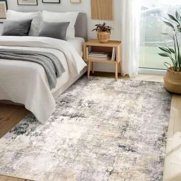 Area Rug Living Room Rugs - 5x7 Modern Abstract Soft Indoor Neutral Washable Rug Stain Resistant Non...