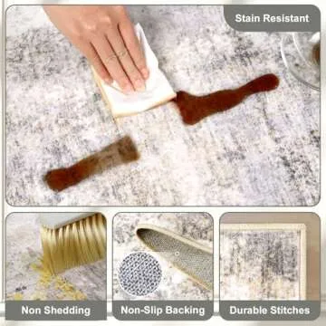 Area Rug Living Room Rugs - 5x7 Modern Abstract Soft Indoor Neutral Washable Rug Stain Resistant Non-Slip Low Pile Carpet for Bedroom Dining Room Home Office - Charcoal Grey