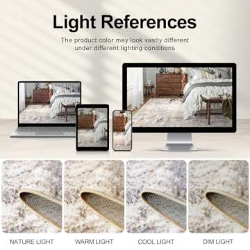 Area Rug Living Room Rugs - 5x7 Modern Abstract Soft Indoor Neutral Washable Rug Stain Resistant Non-Slip Low Pile Carpet for Bedroom Dining Room Home Office - Charcoal Grey