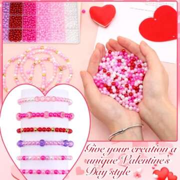 UPINS 1200Pcs Valentine's Day Pearl Beads,Red Pink White Pearl Beads for Jewelry Making Bracelets Valentine's Day Beads 6mm Wedding Party Decoration Necklace Earrings Hair Beads DIY Crafts Supplies