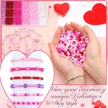 UPINS 1200Pcs Valentine's Day Pearl Beads,Red Pink White Pearl Beads for Jewelry Making Bracelets Valentine's Day Beads 6mm Wedding Party Decoration Necklace Earrings Hair Beads DIY Crafts Supplies