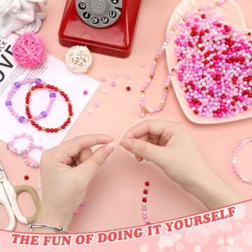 UPINS 1200Pcs Valentine's Day Pearl Beads,Red Pink White Pearl Beads for Jewelry Making Bracelets Valentine's Day Beads 6mm Wedding Party Decoration Necklace Earrings Hair Beads DIY Crafts Supplies