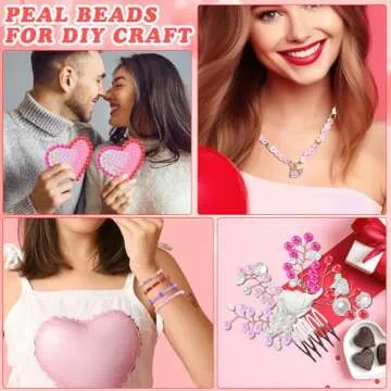 UPINS 1200Pcs Valentine's Day Pearl Beads,Red Pink White Pearl Beads for Jewelry Making Bracelets Valentine's Day Beads 6mm Wedding Party Decoration Necklace Earrings Hair Beads DIY Crafts Supplies