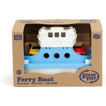 Green Toys Ferry Boat with Cars for Kids' Bathtime Fun