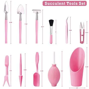 Floral Garden Tools Set,Heavy Duty Gardening Tools for Gardener,Gardening Gifts for Women,Storage Tote Bag,Sleeves,Gloves,Trowel,Transplanter,Rake,Weeder,Cultivator,Pruner,Succulent Hand Tools,Pink