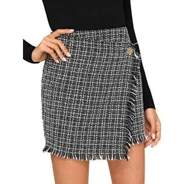 WDIRARA Women's Casual Mini Plaid Wrap Skirt - Stylish Comfort