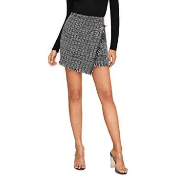 WDIRARA Women's Casual Mini Plaid Wrap Skirt - Stylish Comfort