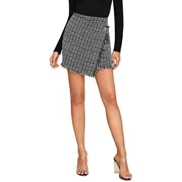WDIRARA Women's Casual Mini Plaid Wrap Skirt - Stylish Comfort