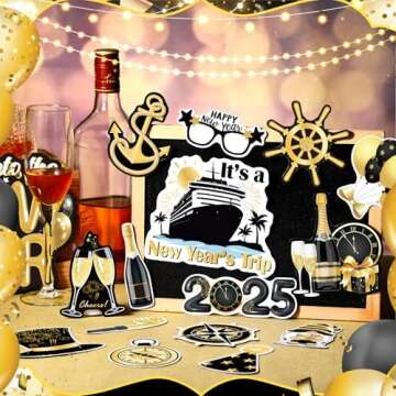 Xuhal 23 Pcs New Year Cruise Door Magnet Gold Black New Year Refrigerator Magnets Gnome Balloon Frid...