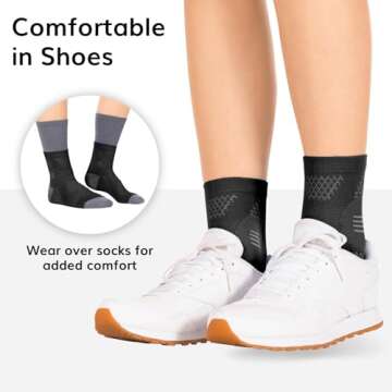 BraceAbility Neuropathy Socks (Pair) - Peripheral Neuritis Compression Diabetic Toeless Foot Sleeves for Nerve Damage Pain in Feet, Ankle Gout, Plantar Fasciitis Relief Brace for Men and Women (S - Black)
