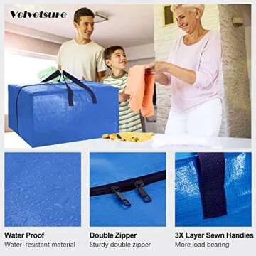 VELVETSURE 12 Pack Extra Large Moving Bags with Straps
