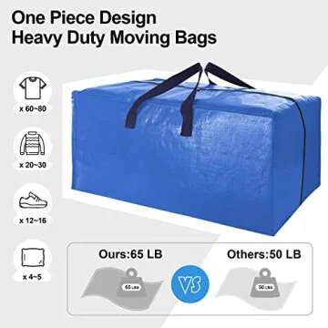 VELVETSURE 12 Pack Extra Large Moving Bags with Straps