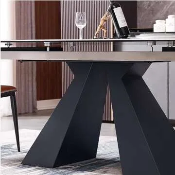 TimesGate Extendable Dining Table for 8-12 Seat, Flexible Stretch, Tabletop Made from Rock Plate and Tempered Glass, Solid Carbon Steel Base, 35.4" D x 94.5" W x 30" H, White Top
