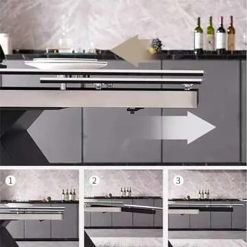 TimesGate Extendable Dining Table for 8-12 Seat, Flexible Stretch, Tabletop Made from Rock Plate and Tempered Glass, Solid Carbon Steel Base, 35.4" D x 94.5" W x 30" H, White Top