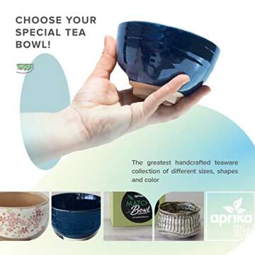 aprikalife - Traditional Japanese Matcha Tea Bowl, Handcrafted Ceramic, Tea Ceremony Cup, White Glaze with Japanese Cherry Blossoms