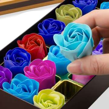 Bath Soap Rose Flower - Rose Petals for Bath, Floral Scented Soap Rose Petals Body Soap in Gift Box ...