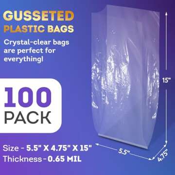 APQ Supply Plastic Bread Bags – 100 Pack, Clear, Versatile for All Baked Goods