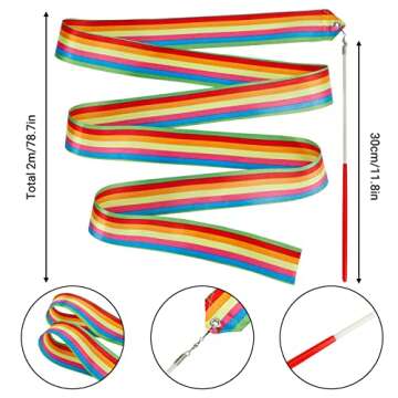 YGEOMER 12pcs Dance Ribbons, Rainbow Gymnastics Ribbon Wands for Kids Dancer, Dance Twirling Sticks ...