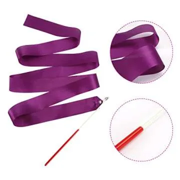 YGEOMER 12pcs Dance Ribbons, Rainbow Gymnastics Ribbon Wands for Kids Dancer, Dance Twirling Sticks Batons Streamers for Artistic Dancing, Talent Shows Dance Floor Party Props