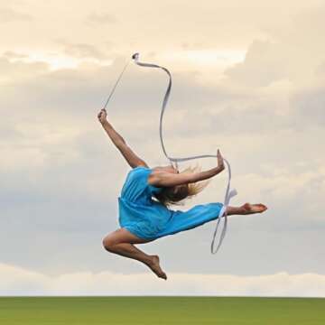 YGEOMER 12pcs Dance Ribbons, Rainbow Gymnastics Ribbon Wands for Kids Dancer, Dance Twirling Sticks Batons Streamers for Artistic Dancing, Talent Shows Dance Floor Party Props