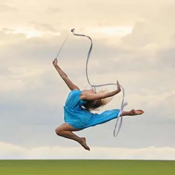 YGEOMER 12pcs Dance Ribbons, Rainbow Gymnastics Ribbon Wands for Kids Dancer, Dance Twirling Sticks Batons Streamers for Artistic Dancing, Talent Shows Dance Floor Party Props