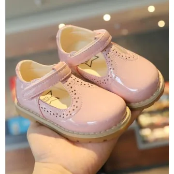 DADAWEN Girl's T-Strap School Uniform Dress Shoe Mary Jane Princess Flat Pink US Size 11 M Little Kid