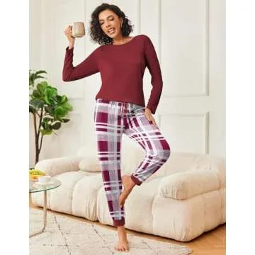 Cozy Ekouaer 2 Pack Women's Pajamas Set, Long Sleeve PJs