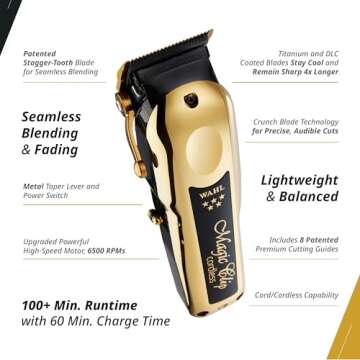 Wahl 5 Star Cordless Gold Hair Clipper - Exceptional Performance