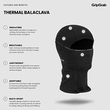 GripGrab Thermal Winter Cycling Balaclava Warm Soft Full Face-Mask Bike Fleece Hat Scarf Headwear fo...