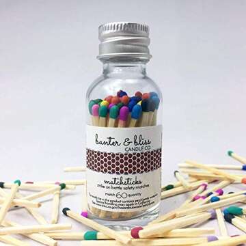 Banter & Bliss™ Match Bottle with Striker · 60 Rainbow Multi-Color Safety Matches